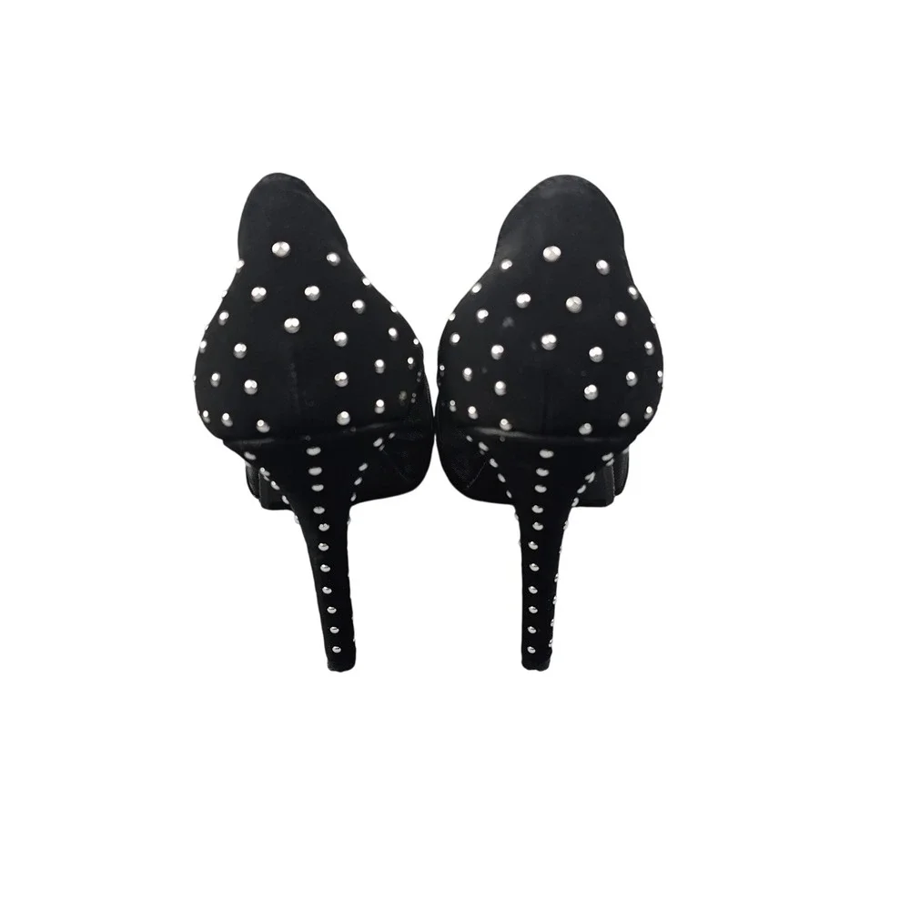 Madeline Girl Black‎ Polka Dot Mesh Stiletto Heels Party Shoes Womens 8M